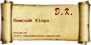 Demcsák Kinga névjegykártya